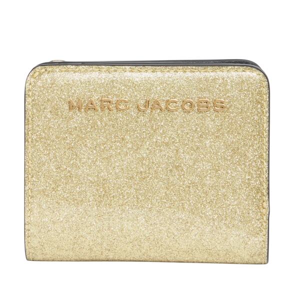 MARC JACOBS Mini Glitter Compact Wallet in Gold